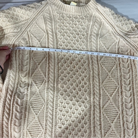 The Limited Women's Cream Cable Knit 100% Wool Fisherman Sweater Cottage Core - Picture 4 of 8